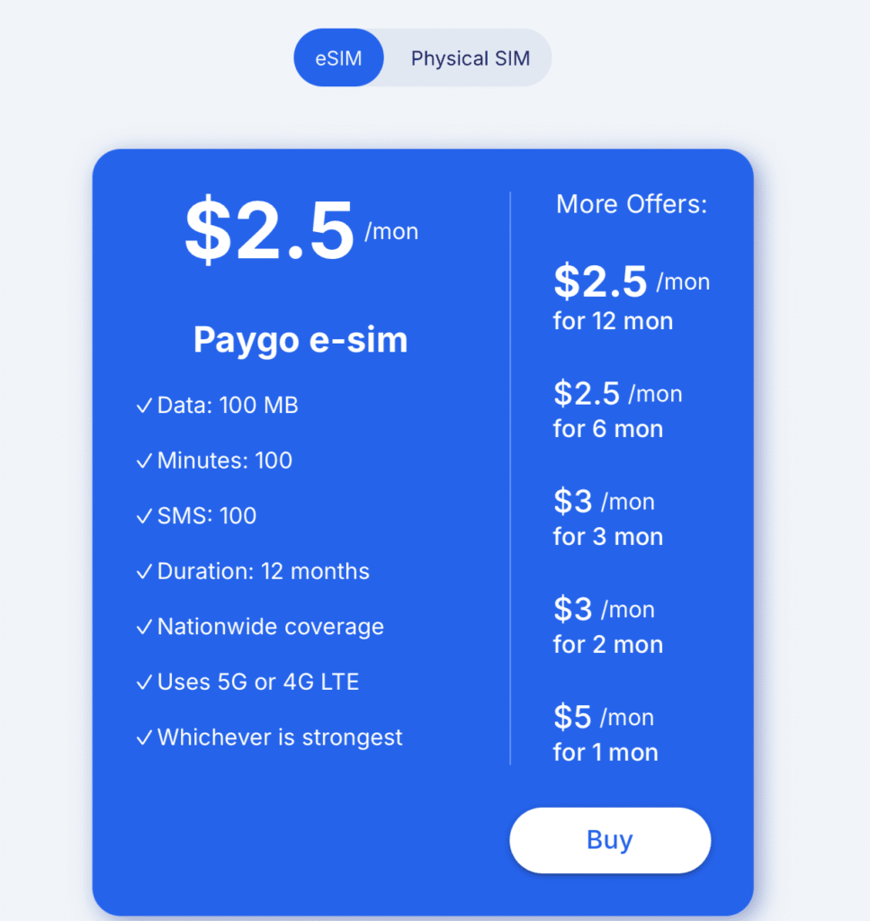美国1psim卡，最低2.5美元月租，包含100分钟通话和100条短信！